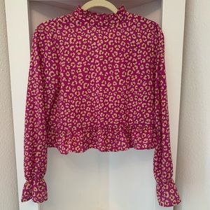 Bright animal print crop blouse